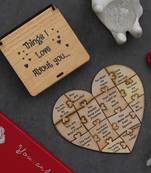 One "things i love about you" valentine puzzle wooden gift set (brown)
