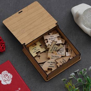 One "things i love about you" valentine puzzle wooden gift set (brown) 2