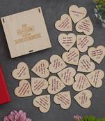 One "20 reasons why i love you" printed on little hearts valentine brown wooden gift set