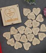 One "20 reasons why i need you" printed on little hearts valentine brown wooden gift set