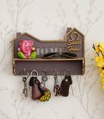 One "sweet home" multiutility 5 hooks wooden keyholder with shelf