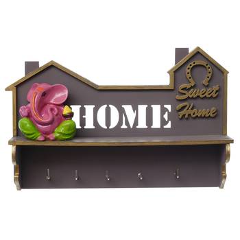 One "sweet home" multiutility 5 hooks wooden keyholder with shelf 3