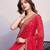 mesmerizing red colored digital printed with embroidery work georgette saree for parties and traditional occasions