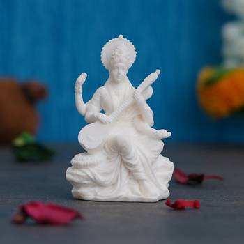 One white polyresin goddess saraswati statue 1