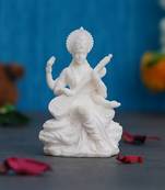 One white polyresin goddess saraswati statue
