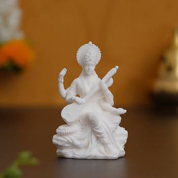 One white polyresin goddess saraswati statue 2