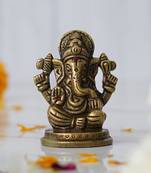 One metal handcrafted golden blessing lord ganesha idol