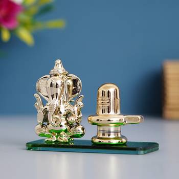 E Craft India Crystal Statue Ganesha Shivling for Car Dashboard & Home 1