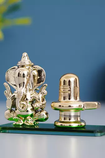 E Craft India Crystal Statue Ganesha Shivling for Car Dashboard & Home