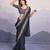 catching black colored digital printed with embroidery work georgette indian bollywood saree for wedding and parties