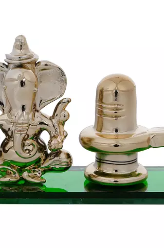 E Craft India Crystal Statue Ganesha Shivling for Car Dashboard & Home