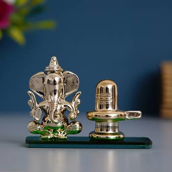 E Craft India Crystal Statue Ganesha Shivling for Car Dashboard & Home 4