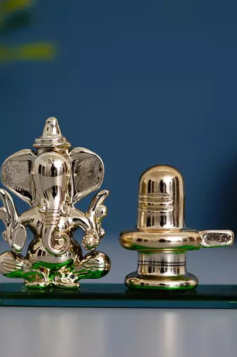 E Craft India Crystal Statue Ganesha Shivling for Car Dashboard & Home