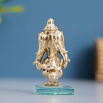 One golden lord ganesha crystal statue for home and car dashboard 2