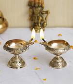 One set of 2 designer brass diyas