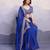 Glamourous blue colored digital printed with embroidered georgette traditional wedding occasions designer saree