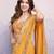 Glamorous yellow embroidered georgette indian designer saree for weddings parties and traditional occasions