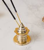 One traditional golden brass incense stick holder agarbatti stand