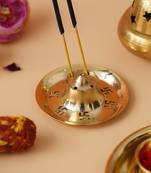 One golden brass swastik designer incense stick holder agarbatti stand