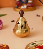One golden traditional akhand brass diya