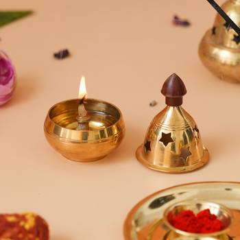 One golden traditional akhand brass diya 2
