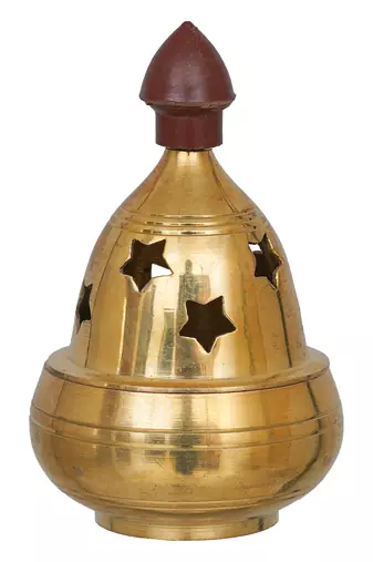 One golden traditional akhand brass diya