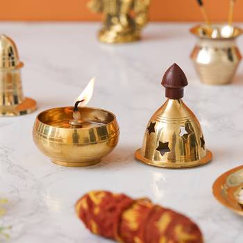One golden traditional akhand brass diya 4