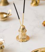 One golden brass incense stick holder agarbatti stand