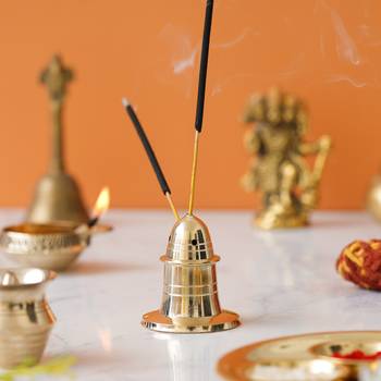 One golden brass incense stick holder agarbatti stand 4