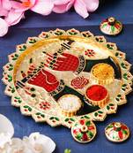 One krishna with flute decorative pooja thali for diwali, navratri
