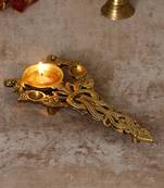 One ethnic carved 7.5 inch brass diya for pooja room and temples