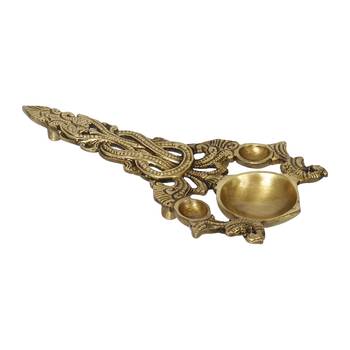One ethnic carved 7.5 inch brass diya for pooja room and temples 3
