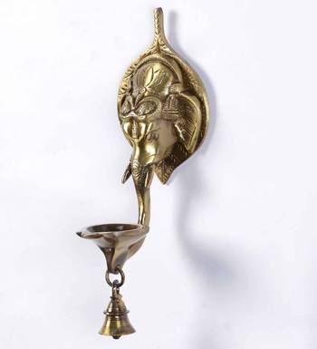 One brass wall hanging deepak with bell 1