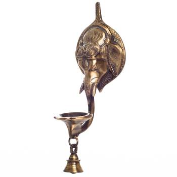 One brass wall hanging deepak with bell 2