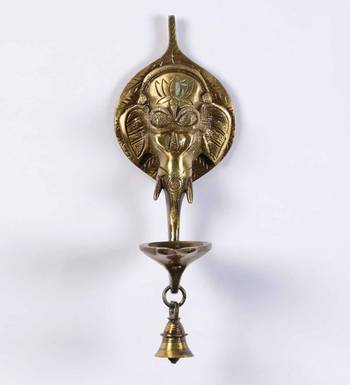 One brass wall hanging deepak with bell 3