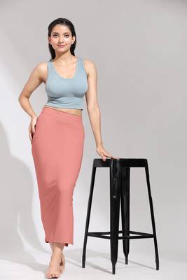 Trendmalls Solid Nylon Soft Petticoat Skirts for Women Saree Shape Wear 2 Piece 2