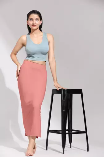 Trendmalls Solid Nylon Soft Petticoat Skirts for Women Saree Shape Wear 2 Piece