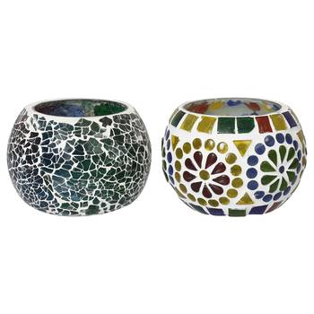One set of 2 mosaic glass decorative tea light holder/diya 3