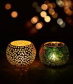 One set of 2 mosaic glass decorative tea light holder/diya