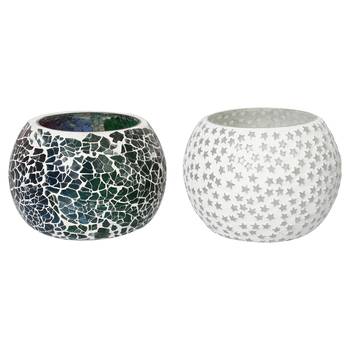 One set of 2 mosaic glass decorative tea light holder/diya 3