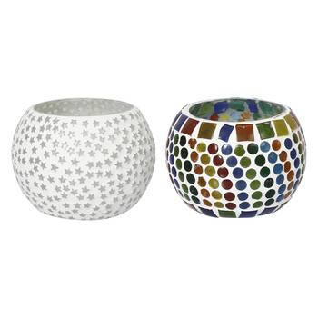 One set of 2 mosaic glass decorative tea light holder/diya 3