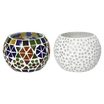 One set of 2 mosaic glass decorative tea light holder/diya 3