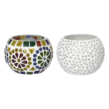 One set of 2 mosaic glass decorative tea light holder/diya 3