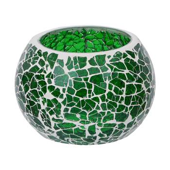 One green mosiac glass decorative tea light holder/diya 3