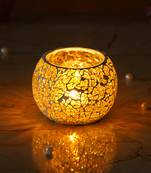 One yellow mosiac glass decorative tea light holder/diya