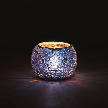 One blue mosiac glass decorative tea light holder/diya 1