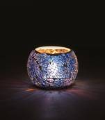 One blue mosiac glass decorative tea light holder/diya