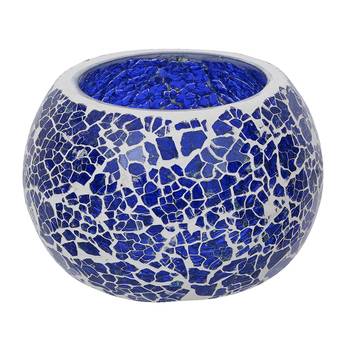 One blue mosiac glass decorative tea light holder/diya 3