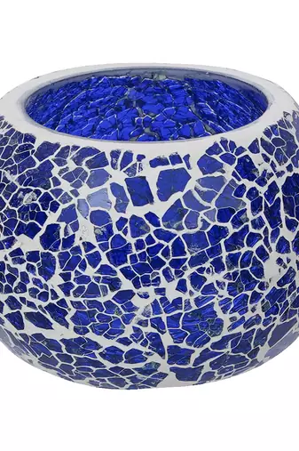 One blue mosiac glass decorative tea light holder/diya