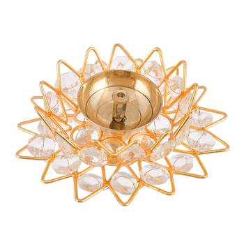 1 golden lotus shaped crystal brass diya 3